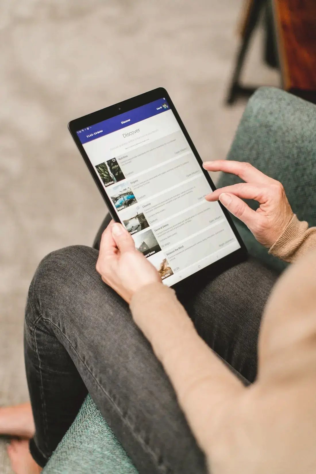 Choosing a journey in the BetterGuide app on a tablet