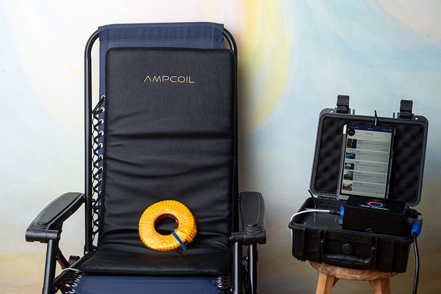 AmpCoil PEMF System and PEMF Mat in Chair