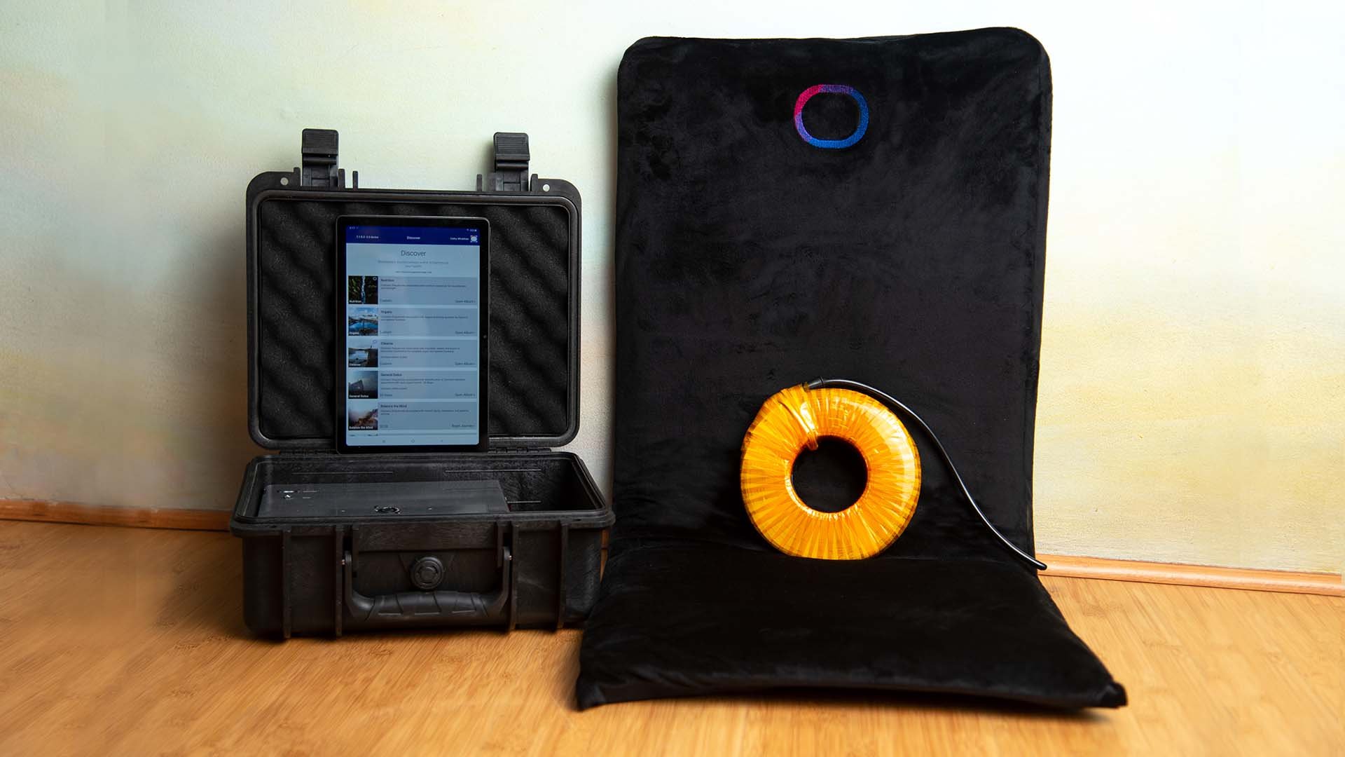 AmpCoil amplifier case, coil and PEMF Mat set up together